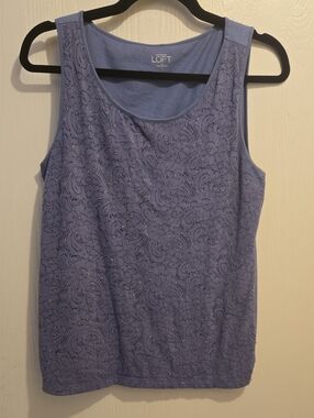LOFT Lavender Lace Overlay Sleeveless Tank Top. L47